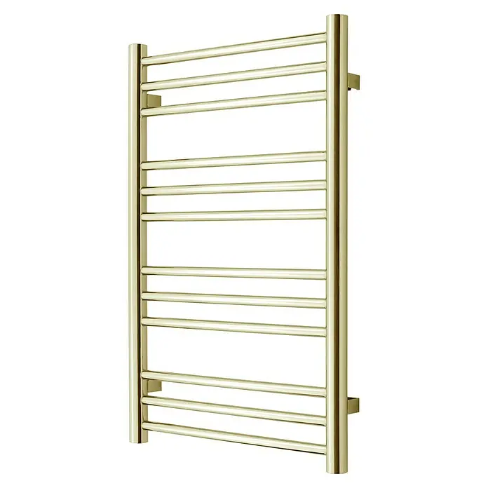 TVS Design Badheizkörper Plus - B x H: 50 x 78,5 cm - Ein moderner, goldfarbener Handtuchwärmer mit mehreren horizontalen Stangen, ideal für jedes Badezimmer, das Wärme und Stil vereinen möchte.