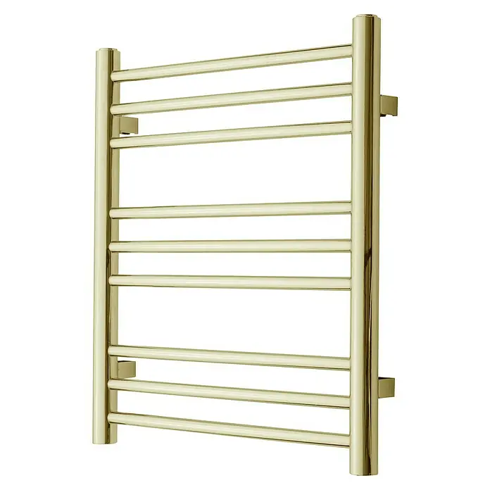 TVS Design Badheizkörper Plus - B x H: 50 x 59 cm - Goldener Handtuchwärmer mit horizontalen Stangen und vertikalen Stützen, ideal für Badezimmer.