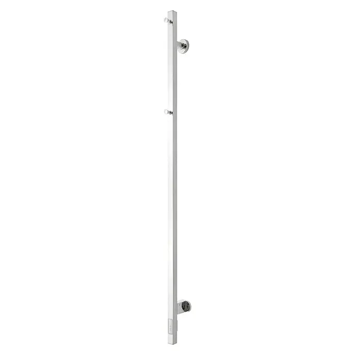 TVS Design Elektro-Badheizkörper Eldo 1 F - B x H: 600 x 1.400 mm, Edelstahl - Modernes, schmales, weißes Heizkörper-Design mit integrierten Handtuchhaltern und Steckdosen für ein stilvolles Badezimmer mit praktischem Nutzen.