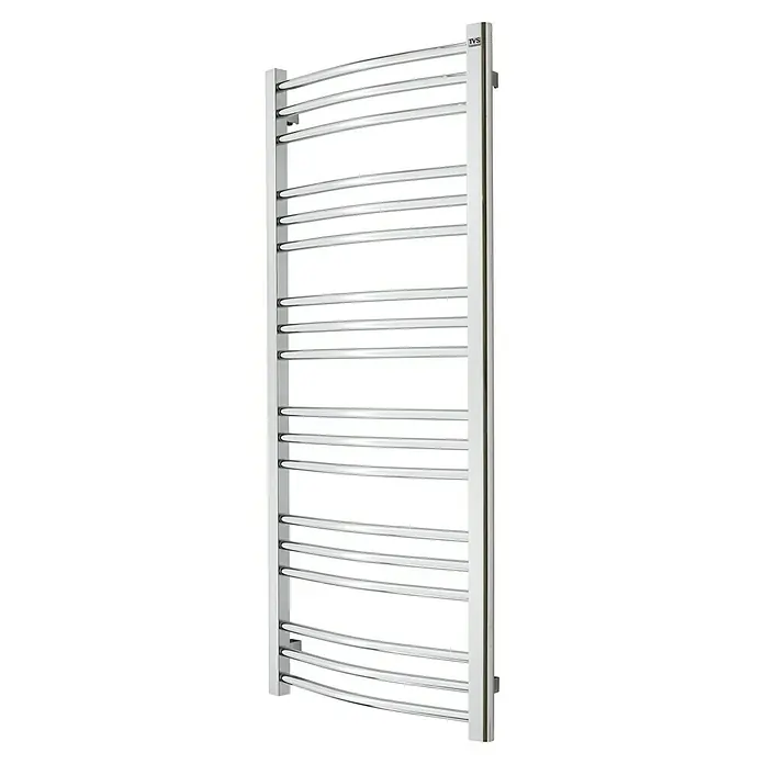 TVS Design Badheizkörper Nemo 18-500 - B x H: 510 x 1.195 mm, Wärmeleistung bei Vorlauftemperatur von 75 °C (D: 50): 158 W, Chrom - Moderner TVS-Handtuchwärmer aus Edelstahl. Das schlanke Design und die gebogenen Sprossen sorgen für effiziente Wärme und stilvolle Optik im Bad.