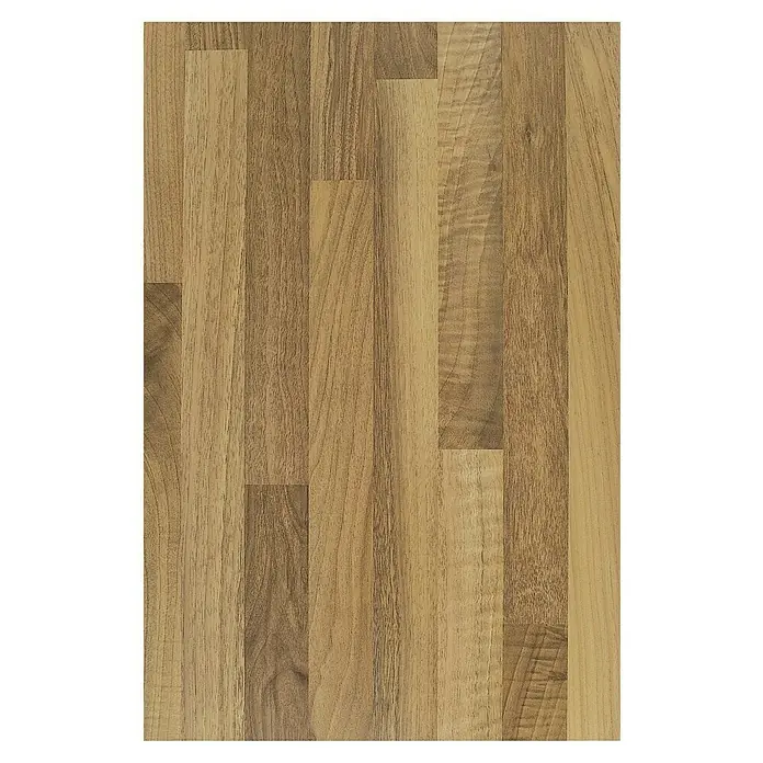 Küchenarbeitsplatte nach Maß - Nussbaum Butcherblock, Stärke: 3,8 cm, Breite: 60 cm - Nahaufnahme der warmen Holzstruktur einer Arbeitsplatte, ideal für Küchen- und Möbeldesign. Die Maserung verleiht jedem Raum Charakter.