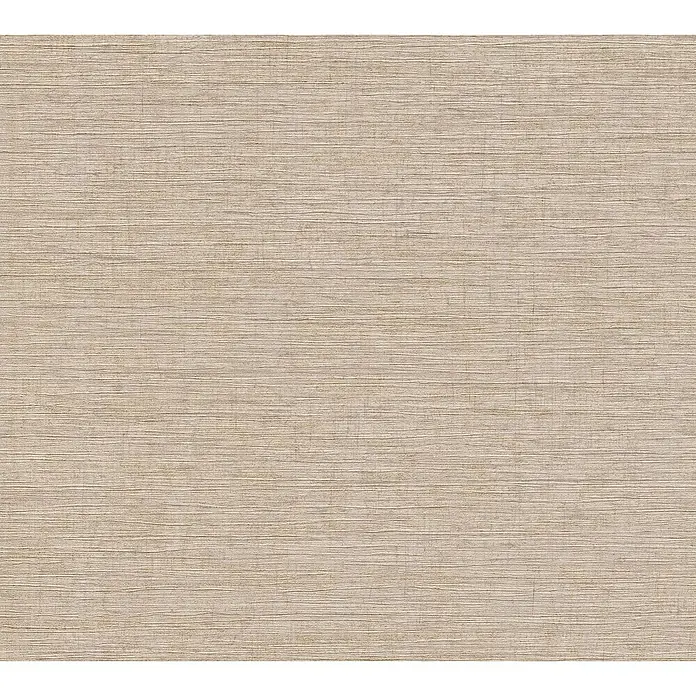 A.S. Création Metropolitan Stories II Vliestapete Uniquer - Beige/Gold/Creme, Uni, 10,05 x 0,53 m - Detailaufnahme eines Stoffhintergrunds in einem hellen Beigeton, der eine feine, horizontale Textur aufweist. Ideal für Textildesigns.