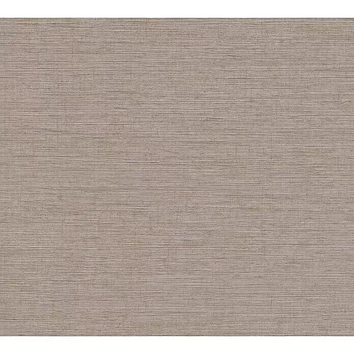 A.S. Création Metropolitan Stories II Vliestapete Uniquer - Braun/Gold, Uni, 10,05 x 0,53 m - Nahtlose hellbeige Stofftextur mit horizontalem Webmuster und dezenten goldenen Akzenten.