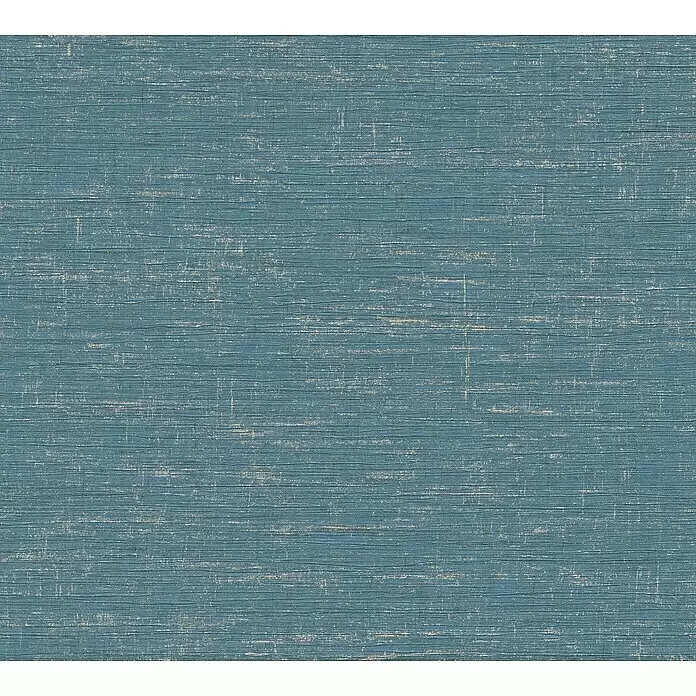 A.S. Création Metropolitan Stories II Vliestapete Uniquer - Gold/Blau, Uni, 10,05 x 0,53 m - Strukturierter blauer Stoff mit horizontalem Webmuster und hellen Akzenten.