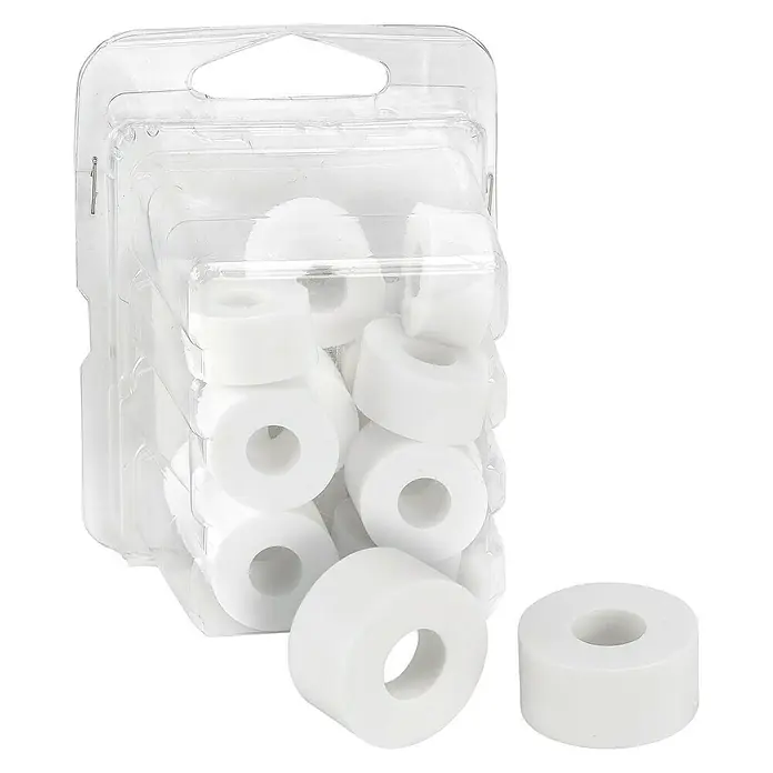 Vormann Distanzscheibe - 15 Stk., Durchmesser: 8,5 mm, Stärke: 10 mm, Weiß - Eine Packung mit weißen, runden Dichtungsringen aus Kunststoff. Ideal für Sanitärinstallationen und Reparaturen im Haushalt.