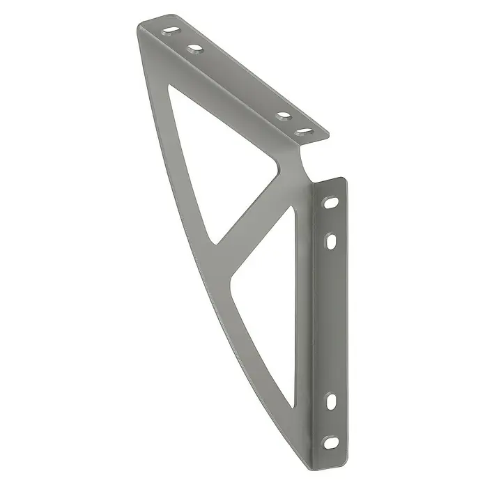 Vormann Systemkonsole - L x B x H: 200 x 25 x 200 mm, Stahlmatt, Belastbarkeit: 70 kg - Ein grauer, stabiler Regalträger mit dreieckiger Verstrebung und Löchern zur einfachen Montage für zuverlässigen Halt.