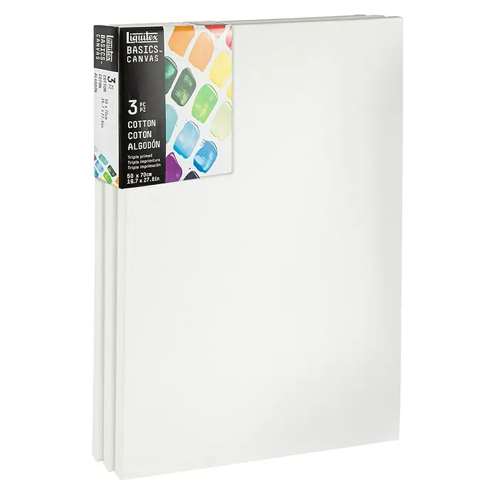 Liquitex Basics Keilrahmen CNV - 70 x 50 x 1,8 cm, Baumwolle, 3-fach grundiert - Dreierpack Liquitex Basics Leinwände, ideal für Acryl- und Ölmalerei. Vorgrundiert, Baumwolle, 50x70cm. Vielseitig für Künstler.