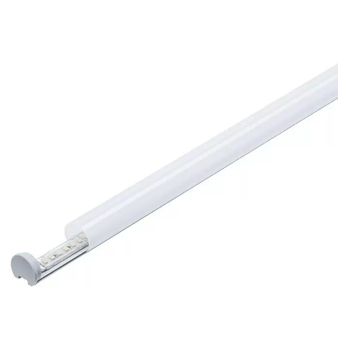 Paulmann Profilstange Function Tube Profil - L x H: 2 m x 22 mm - Weiße LED-Röhrenleuchte, teilweise geöffnet, um LED-Streifen und Verkabelung an einem Ende zu zeigen.