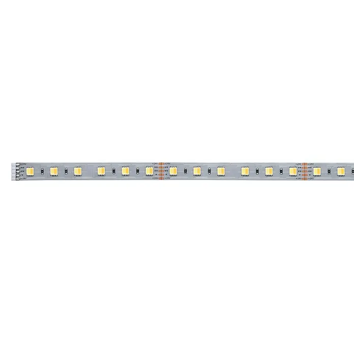Paulmann MaxLED LED-Band SmartHome Tunable White - Silber, L x H: 1 m x 3 mm - Nahaufnahme eines LED-Streifens, der eine helle und effiziente Beleuchtungslösung darstellt. Ideal für Akzent- oder Funktionsbeleuchtung.