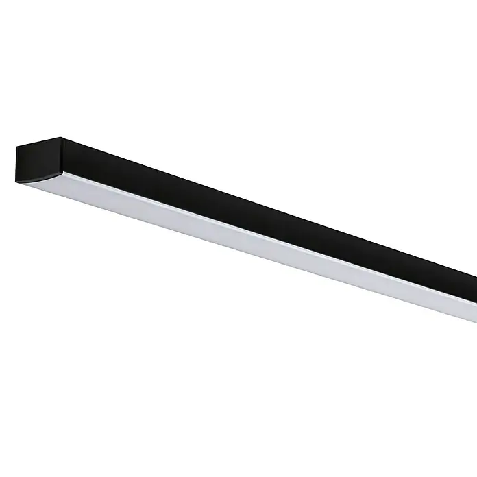 Paulmann Profil Diffusor Square Profil - L x H: 2 m x 15 mm, Schwarz - Schwarze LED-Deckenleuchte mit minimalistischem Design für moderne Innenräume, die helles, effizientes Licht bietet.