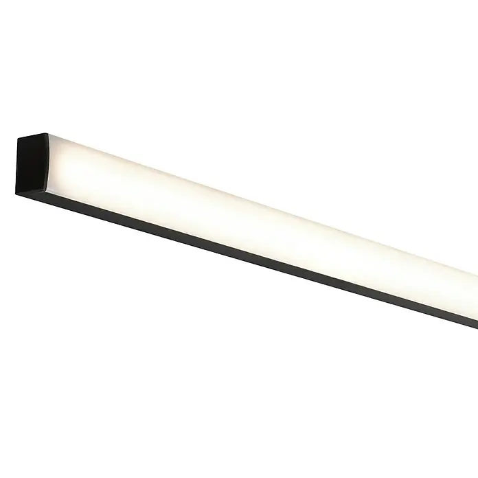 Paulmann Profil Diffusor Square Profil - L x H: 2 m x 15 mm, Schwarz - Nahaufnahme einer modernen LED-Büro-Deckenleuchte mit schlankem, schwarzem Gehäuse und hellem, diffusem Licht.