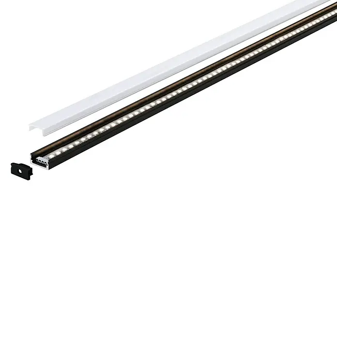 Paulmann Profil Diffusor Base Profil - L x H: 1 m x 9 mm, Schwarz - LED-Lichtleiste mit weißer Abdeckung und schwarzem Gehäuse, ideal für moderne Innenbeleuchtung und Akzentuierung von Bereichen.
