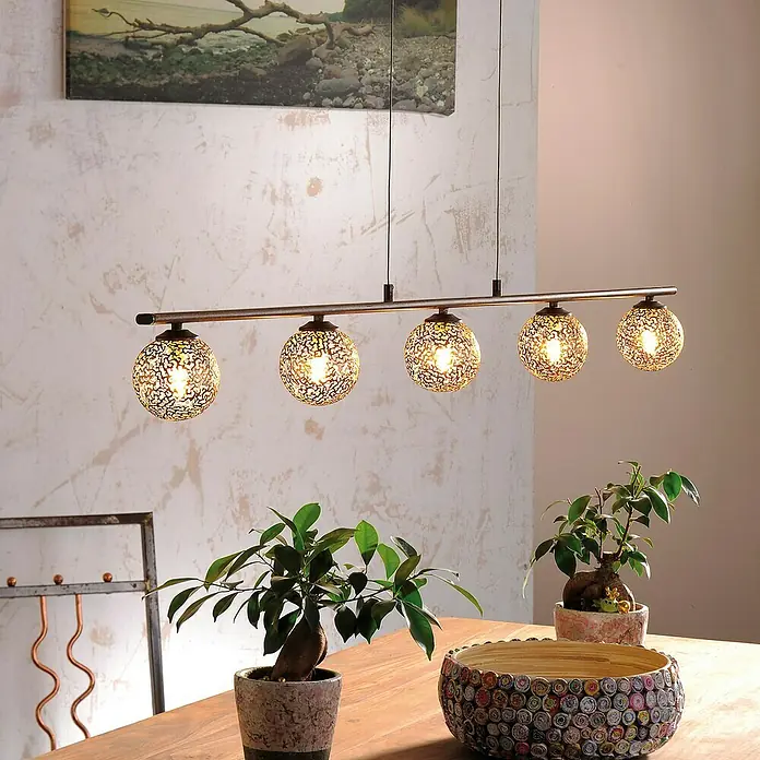 Paul Neuhaus Greta Lámpara colgante - G9, Altura: 150 cm - La lámpara colgante decorativa con cinco luces añade un toque elegante a cualquier comedor.