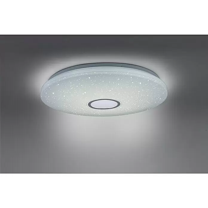 Just Light LED-Deckenleuchte Jonas - 40 W, Weiß, Tageslichtweiß - Runde weiße Deckenleuchte mit Sterneneffekt-Diffusor und zentralem Silberring.