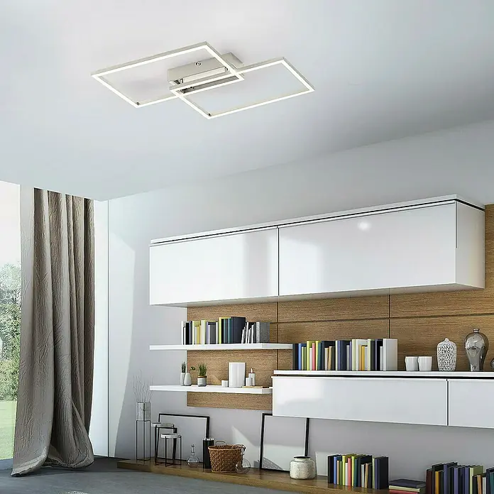 Just Light LED-Deckenleuchte Iven - 15,5 W, L x B x H: 50 x 42 x 7 cm, Stahl, Warmweiß - Moderne Deckenleuchte mit quadratischem Design und LED-Beleuchtung für eine stilvolle Atmosphäre in Ihrem Zuhause. Ideal für Wohn- und Schlafräume.
