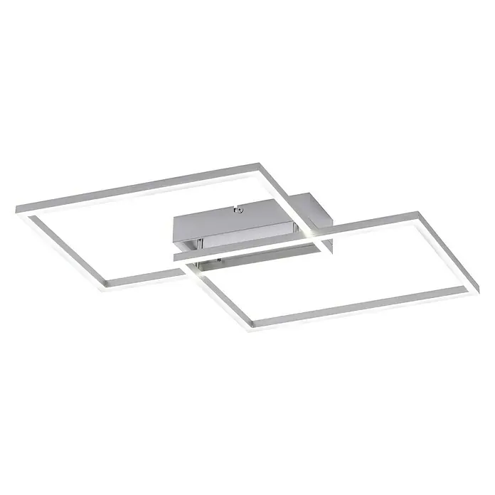 Just Light LED-Deckenleuchte Iven - 15,5 W, L x B x H: 50 x 42 x 7 cm, Stahl, Warmweiß - Moderne LED-Deckenleuchte mit quadratischen Elementen in Silber und Weiß für eine stilvolle Beleuchtung.