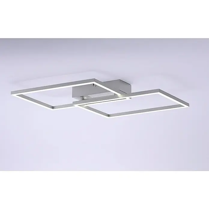 Just Light LED-Deckenleuchte Iven - 15,5 W, L x B x H: 50 x 42 x 7 cm, Stahl, Warmweiß - Moderne Deckenleuchte mit zwei quadratischen Rahmen aus Metall und integrierten LED-Streifen für eine helle und stilvolle Beleuchtung.