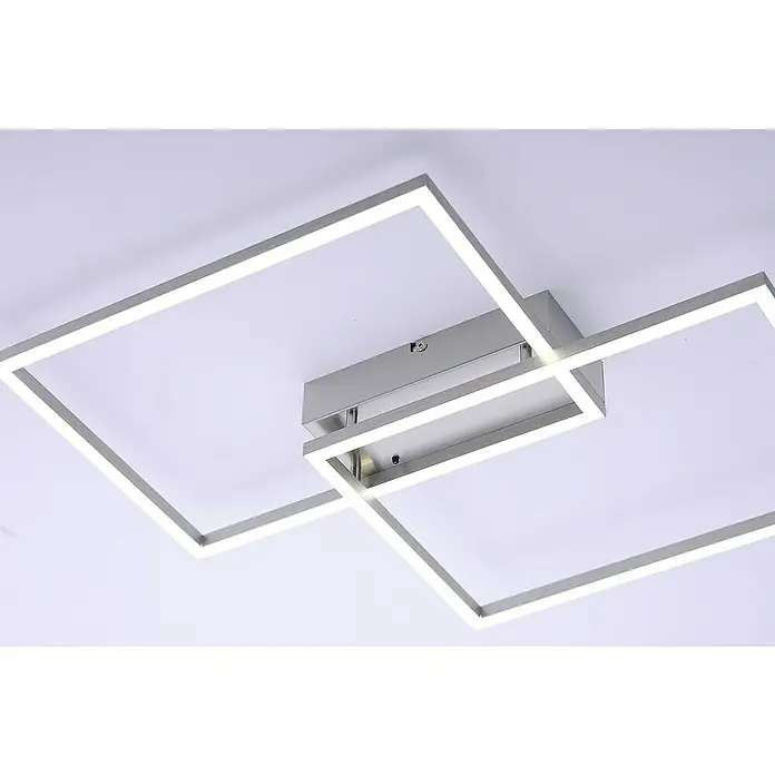 Just Light LED-Deckenleuchte Iven - 15,5 W, L x B x H: 50 x 42 x 7 cm, Stahl, Warmweiß - Moderne Deckenleuchte mit quadratischem Design. Die Lampe hat ein elegantes, minimalistisches Aussehen und sorgt für eine helle, gleichmäßige Ausleuchtung.