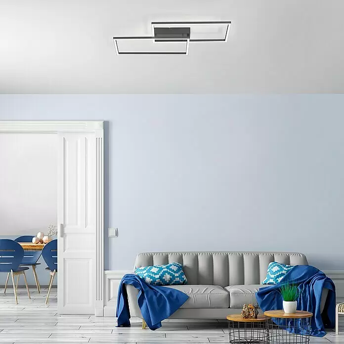 Just Light LED-Deckenleuchte Iven - 30 W, L x B x H: 61 x 33 x 7 cm, Schwarz - Stimmungsaufnahme