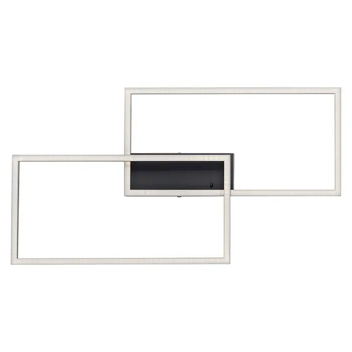 Just Light LED-Deckenleuchte Iven - 30 W, L x B x H: 61 x 33 x 7 cm, Schwarz - Moderne LED-Wandleuchte mit zwei verschlungenen Rechtecken und dunkler Montageplatte für ein stilvolles Ambiente.