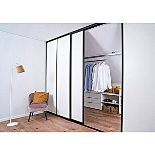 Room Plaza Easy Schiebetür-Bau-Set (Taupe/Weiß Miniperl, Profilfarbe: Schwarz)