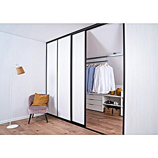 Room Plaza Easy Schiebetür-Bau-Set (Eiche Country/Pinie White, Profilfarbe: Schwarz)