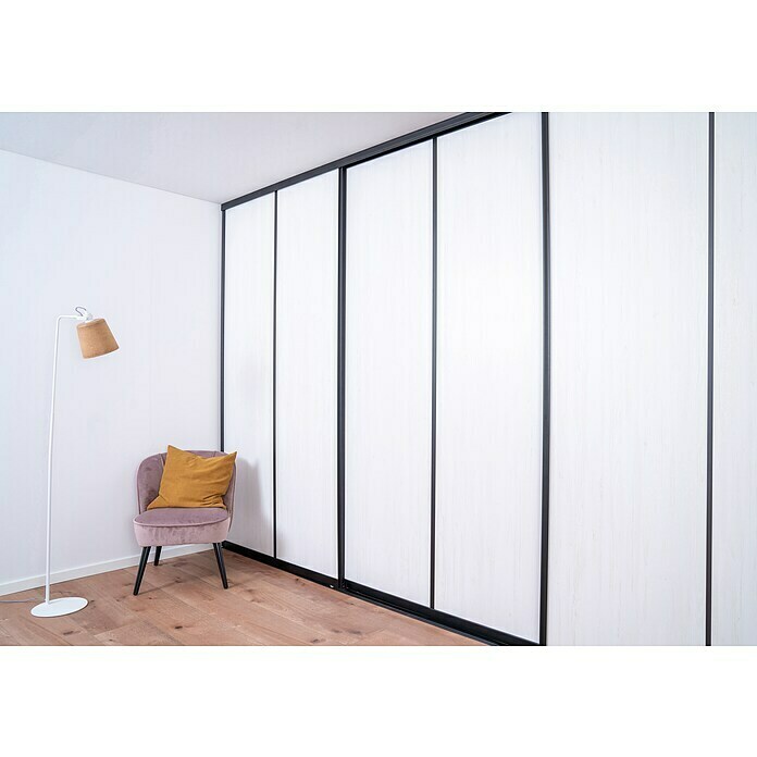 Room Plaza Easy Schiebetür-Bau-Set (Eiche Country/Pinie White, Profilfarbe: Schwarz) | BAUHAUS