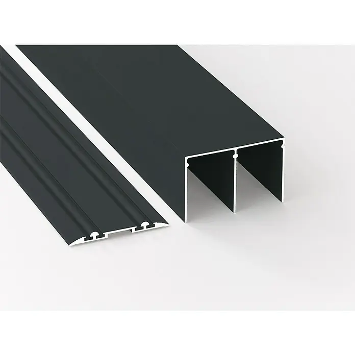 Room Plaza Easy Schienen-Bau-Set - Passend für: Room Plaza Easy Schiebetür-Bau-Sets, 2.488 mm, Schwarz - Schwarze Aluminiumprofile für Schiebetüren. Ideal für moderne Möbel und Innenausbau. Robust und stilvoll.