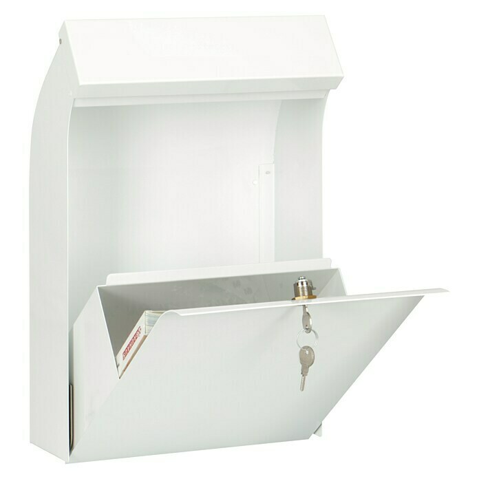 Knobloch Briefkasten Bent (Edelstahl, L x B x H: 182 x 305 x 475 mm, Weiß, Format Einwurf: 300 x 35 mm)