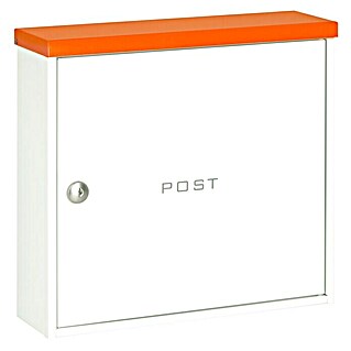 Knobloch Briefkasten Beverly (Stahl, L x B x H: 110 x 360 x 340 mm, Weiß/Orange, Format Einwurf: 327 x 34 mm)