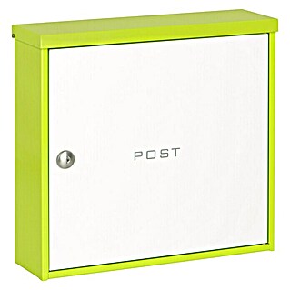 Knobloch Briefkasten Beverly (Stahl, L x B x H: 110 x 360 x 340 mm, Limone/Weiß, Format Einwurf: 327 x 34 mm)
