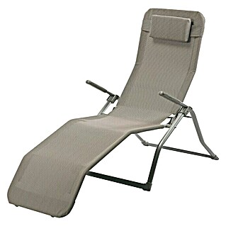 Gartenliege XL (L x B x H: 210 x 52 x 30 cm, Graubraun)