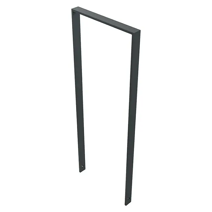 Schake Fahrrad-Anlehnbügel - B x H: 45 x 120 cm, Passend für: 2 Fahrräder, Beidseitige Radeinstellung - Das Bild zeigt einen U-förmigen, grauen Metallrahmen mit Löchern an den Enden, wahrscheinlich ein Möbelbauteil. Präzise und robust.