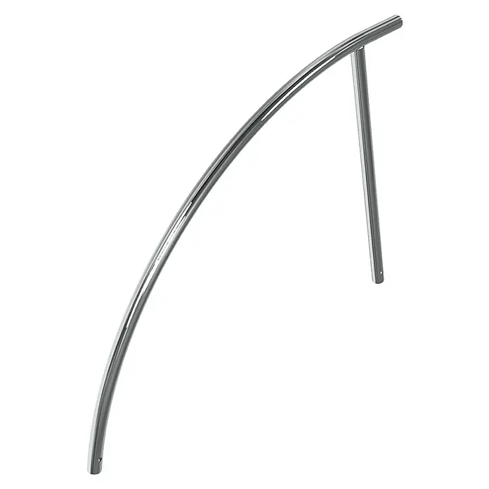 Schake Fahrrad-Anlehnbügel - B x H: 140 x 114 cm, Beidseitige Radeinstellung, Silber - Eine gebogene Edelstahl-Haltegriff mit Halterung. Perfekt für Badezimmer oder Boote, bietet sicheren Halt und modernes Design.
