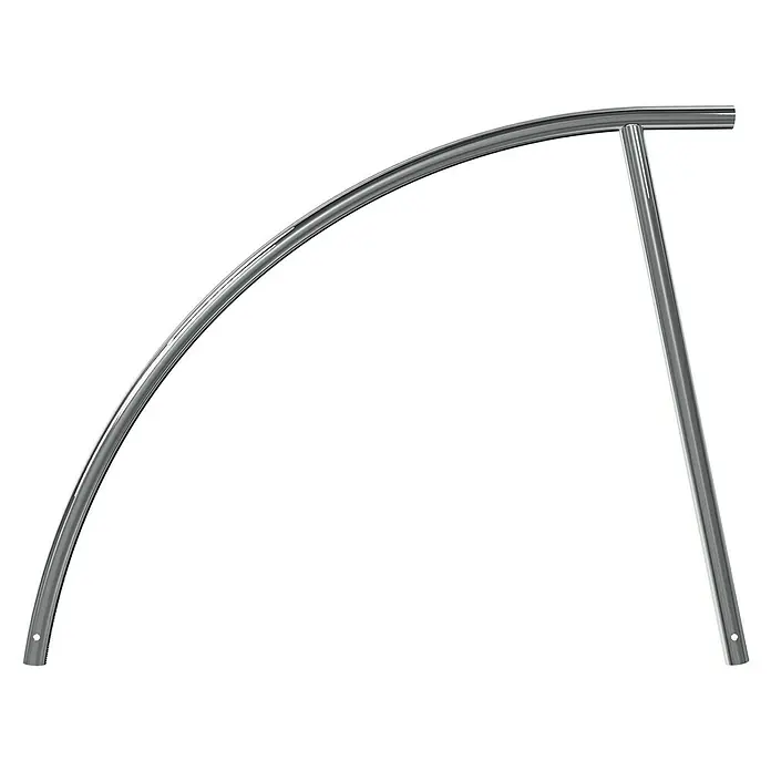 Schake Fahrrad-Anlehnbügel - B x H: 140 x 114 cm, Beidseitige Radeinstellung, Silber - Metallgeländer mit gebogener Oberseite und geradem Pfosten, ideal für Schwimmbäder oder Treppen. Stilvoll und sicher.