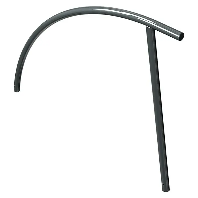 Schake Fahrrad-Anlehnbügel - B x H: 140 x 114 cm, Passend für: 2 Fahrräder, Beidseitige Radeinstellung, Dunkelgrau - Abgebildeter, eleganter Handtuchhalter aus glänzendem, dunklem Metall, der sich durch seine moderne und minimalistische Form auszeichnet.