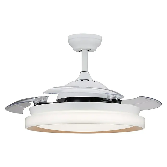 Philips Ventilador de techo Bliss Gold - Oro, 51 cm, 48 W, Blanco cálido - Ventilador de techo con iluminación LED y aspas retráctiles. Carcasa blanca y diseño moderno para un ambiente elegante.