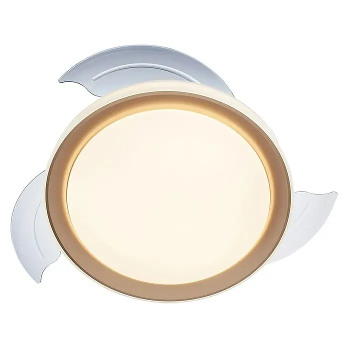 Philips Ventilador de techo Bliss Gold - Oro, 51 cm, 48 W, Blanco cálido - Lámpara de techo moderna con diseño circular y hojas decorativas para una iluminación elegante en la habitación.