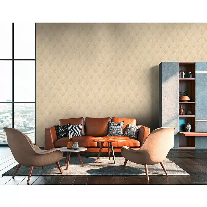 A.S. Création Metropolitan Stories II Vliestapete Artdeco - Beige/Gold/Creme, Grafisch, 10,05 x 0,53 m - Stimmungsaufnahme