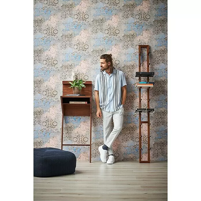 A.S. Création Metropolitan Stories II Vliestapete Fliese Vintage - Blau/Creme, Fliesenoptik, 10,05 x 0,53 m - Stimmungsaufnahme