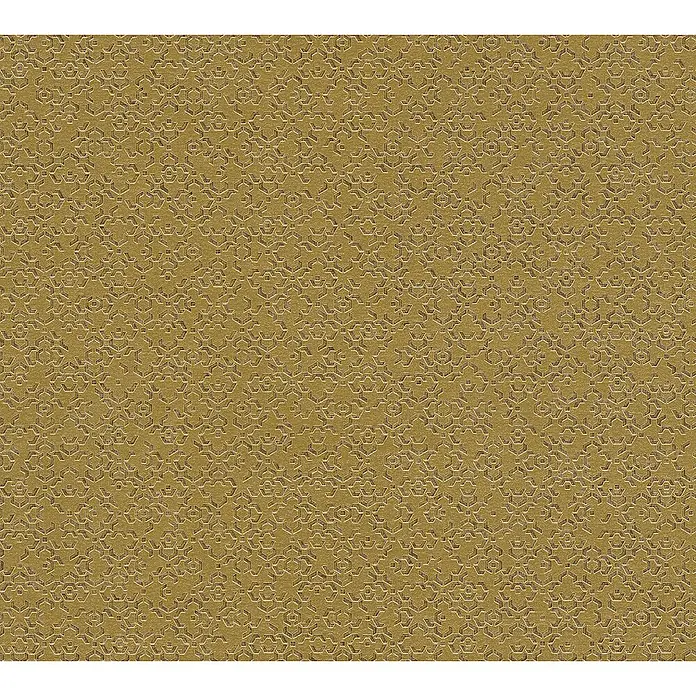 A.S. Création Metropolitan Stories II Vliestapete Metallornament - Gold, Ornament, 10,05 x 0,53 m - Detailaufnahme eines goldenen Textils mit geometrischem Muster. Ideal für hochwertige Textilprojekte und Dekorationen.