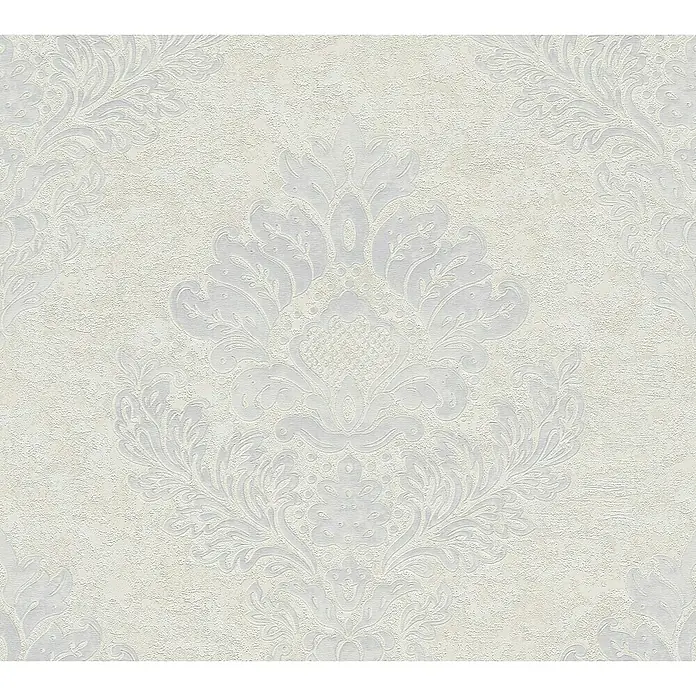 A.S. Création Metropolitan Stories II Vliestapete Damask - Creme, Ornament, 10,05 x 0,53 m - Elegante Tapete in Weiß mit edlem Damastmuster für eine stilvolle Wandgestaltung und ein luxuriöses Ambiente im Raum.