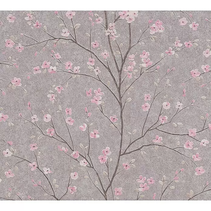 A.S. Création Metropolitan Stories II Vliestapete Kirschblüte - Taupe, Floral, 10,05 x 0,53 m - Detailaufnahme