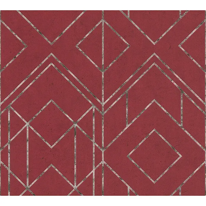 A.S. Création Metropolitan Stories II Vliestapete Grafik I - Rot, Grafisch, 10,05 x 0,53 m - Elegantes rotes Tapetenmuster mit geometrischen Linien, ideal für stilvolle Innenräume.