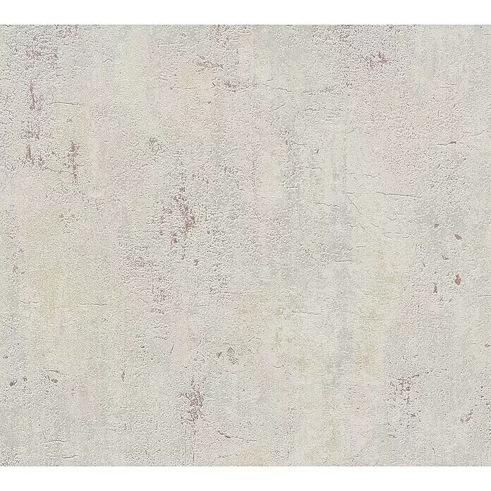A.S. Création Metropolitan Stories II Vliestapete Beton - Betongraubeige, Betonoptik, 10,05 x 0,53 m - Helle graue strukturierte Wandverkleidung mit verwitterten rosafarbenen Akzenten und rauer Oberfläche.