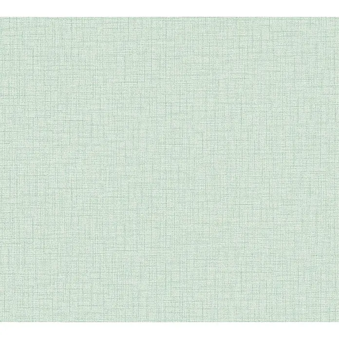 A.S. Création Metropolitan Stories II Vliestapete Textil-Uni - Hellgrün, Uni, 10,05 x 0,53 m - Feine Leinwandtextur in blassem Mintgrün für Hintergründe und Designprojekte. Perfekt für dezente und natürliche Oberflächen.
