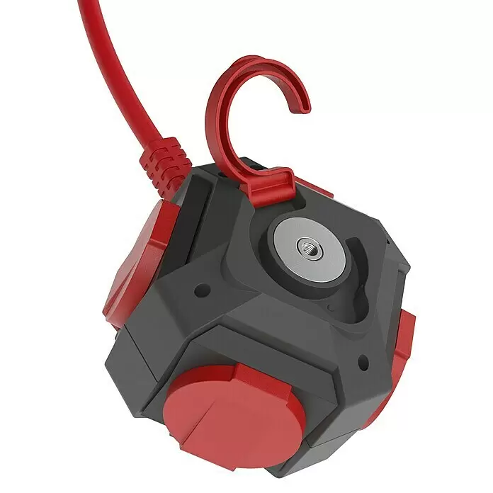 Steckdosenball - Grau/Rot, 1,4 m, IP44 - Detailaufnahme