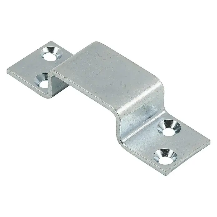 Stabilit Riegelschlaufe - L x B: 34 x 16 mm, Stahl - Metallhalterung mit Löchern für Schrauben. Diese Halterung ist ideal für die Befestigung verschiedener Gegenstände und bietet stabilen Halt.