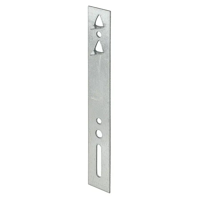 Stabilit Verbindungsblech - L x B: 140 x 20 mm - Metallstreifen mit Aussparungen für verschiedene Befestigungen.