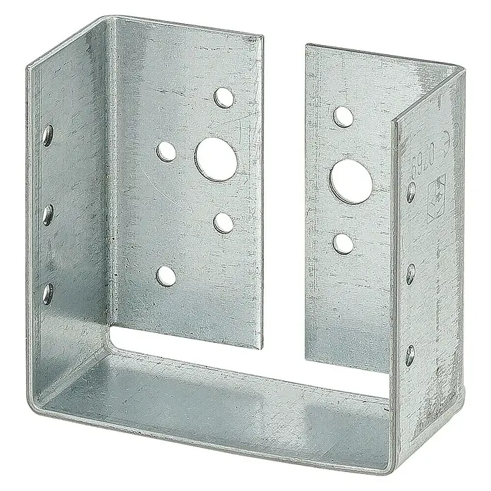 Stabilit Balkenschuh Typ B - B x H: 90 x 88 mm, Stahl - Metall-Pfostenträger für die Holzbearbeitung mit diversen Löchern für Schrauben und Bolzen zur sicheren Befestigung von Pfosten.